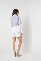 White Poplin Shirt + Embellished Bib