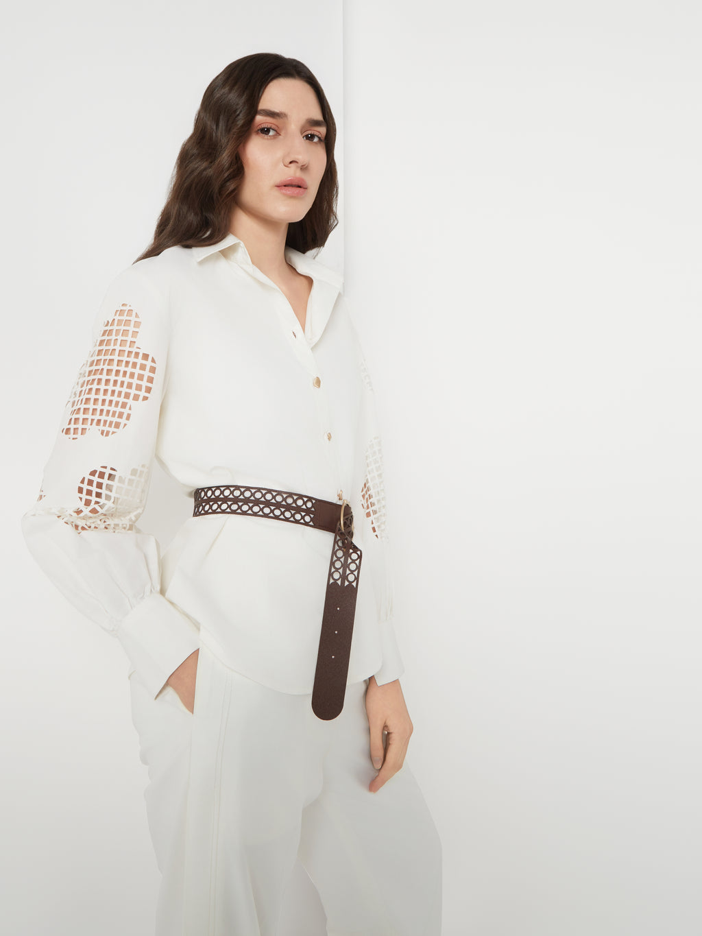 Cream Cutwork Shirt