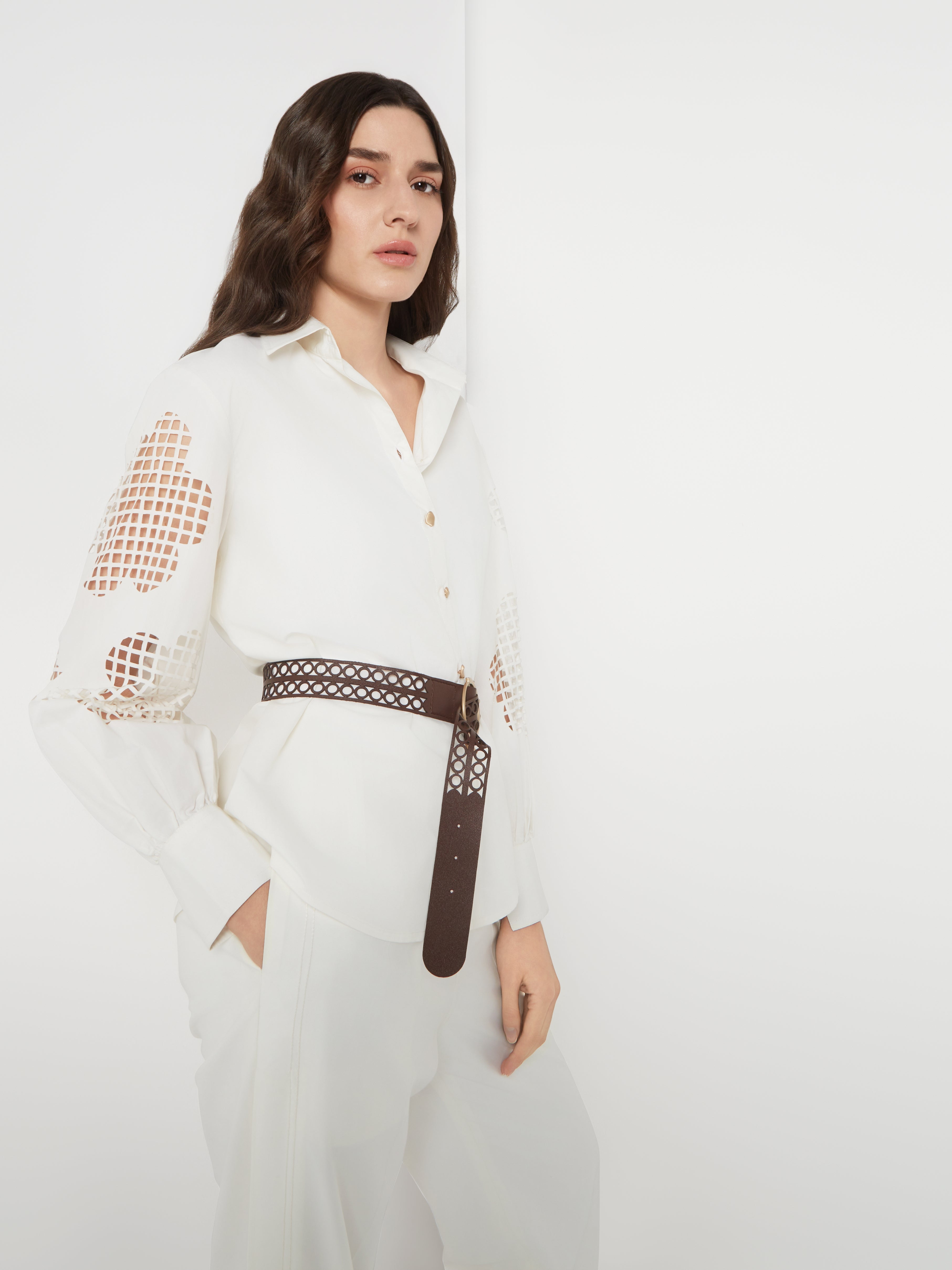 Cream Cutwork Shirt