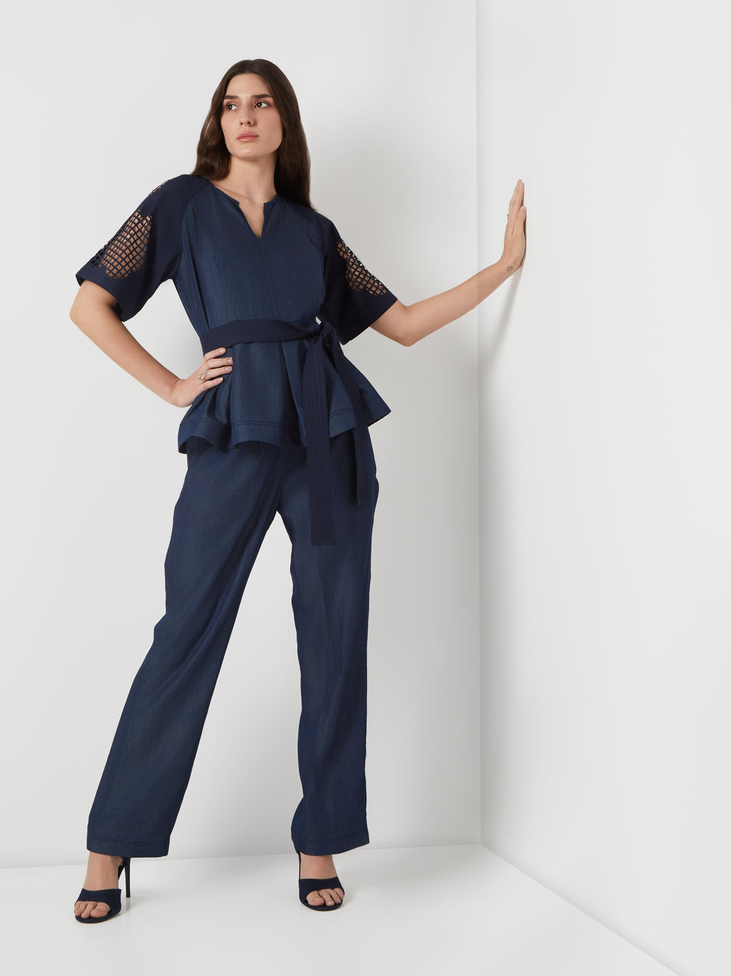 Tencel Denim Peplum Top