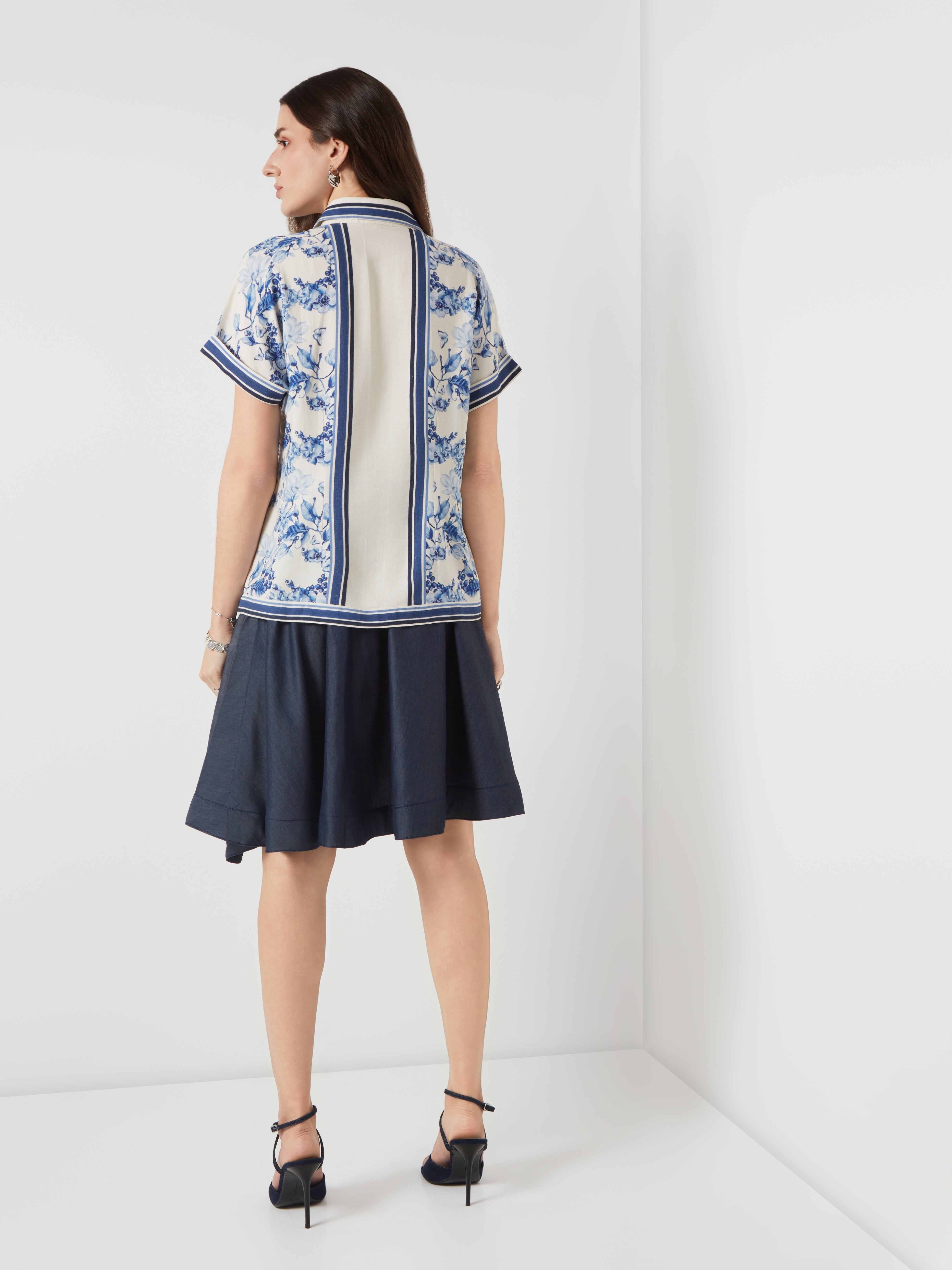 Blocked Cotton Linen Shirt