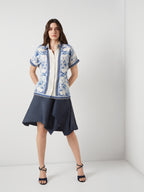 Blocked Cotton Linen Shirt