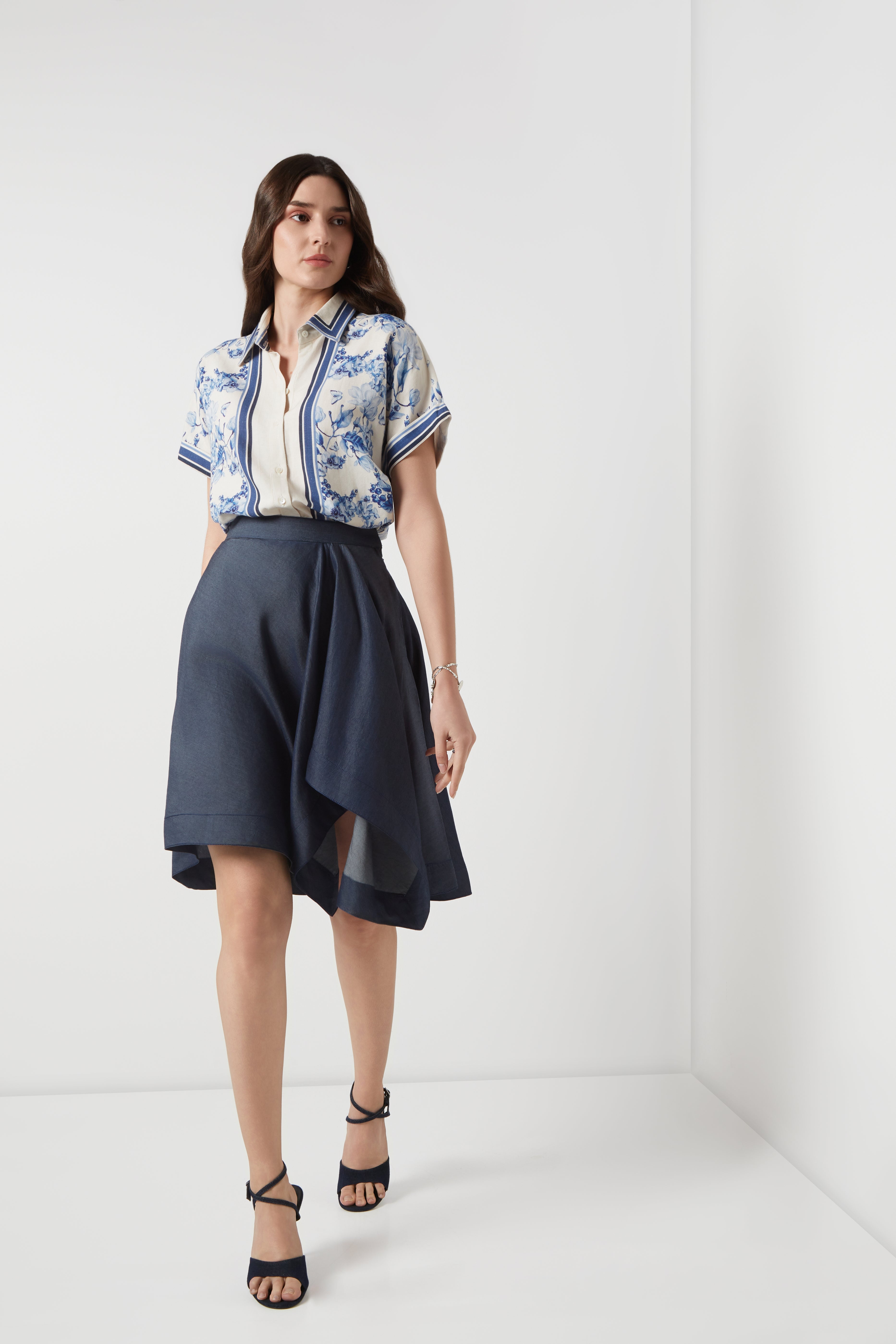 Blocked Cotton Linen Shirt